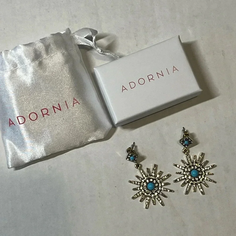 Adornia Blue/Silver Starburst Crystal Earrings‎ - Picture 10 of 12